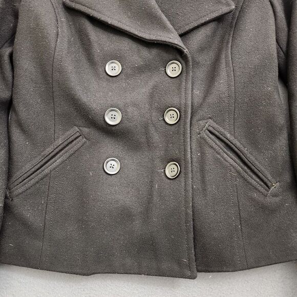 Old Navy Women M Black Double Breasted Wool Pea Coat - Picture 3 of 11